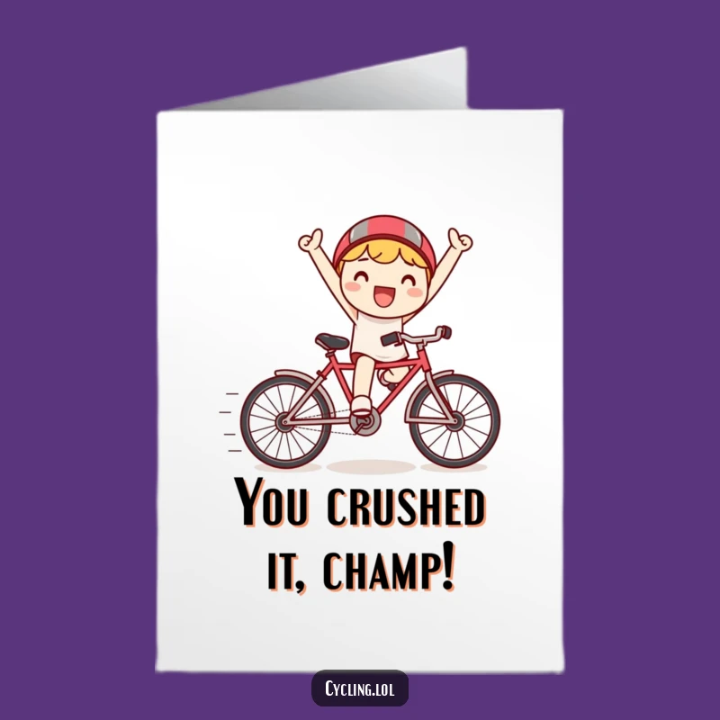 Free Printable Congrats Card: Kawaii Cyclist Victory Ride Downloadable