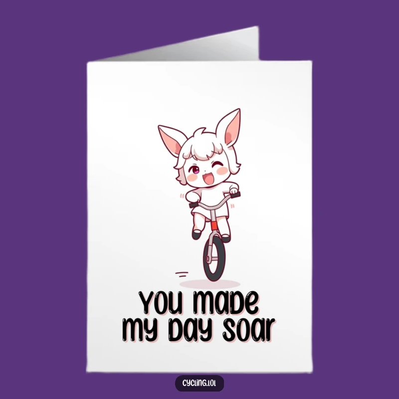 Free Printable Thank You Card: Bouncing Unicyclist Funny Greeting Downloadable Gift