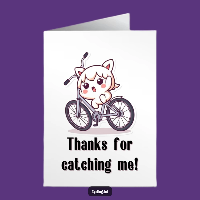 Free Printable Thank You Card: Wobbly Cyclist Expressing Thanks Downloadable