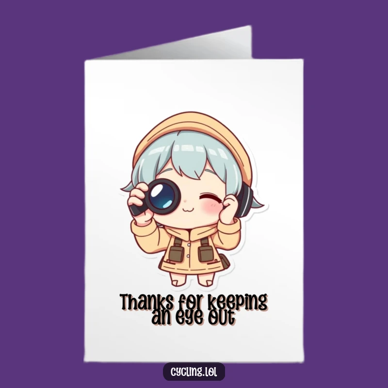 Free Printable Thank You Card Funny Binoculars Explorer - Hilarious Downloadable Gift!