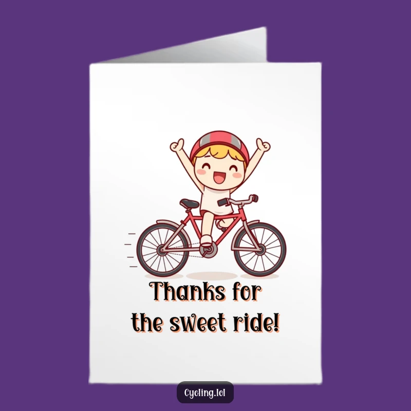 Free Printable Thank You Card: Kawaii Cyclist's Speedy Gratitude Downloadable