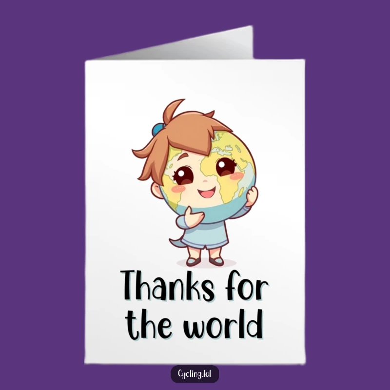 Free Printable Thank You Card: Character Presents Globe - Grateful World Gift