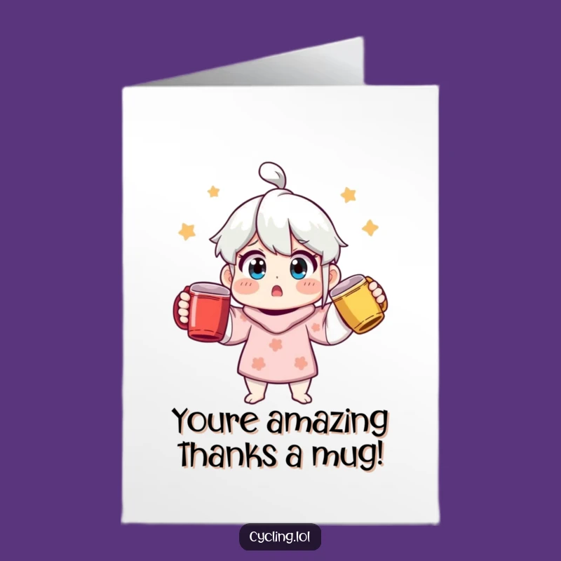 Funny Free Printable Thank You Card: Juggling Mugs Downloadable Greeting