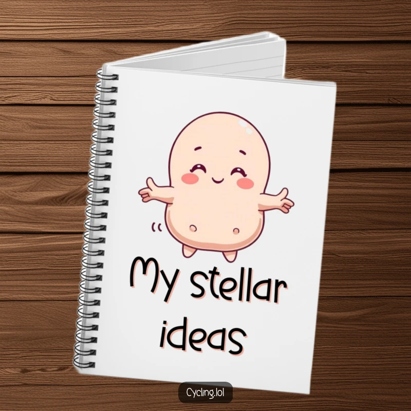 Funny notebook cover featuring a character embracing a cheerful comet, inspiring creativity and cosmic thoughts for note-taking.