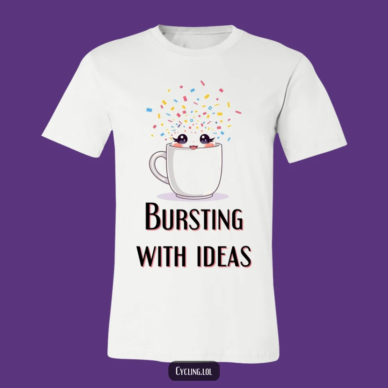 Funny Surprise T-Shirt, Sparkling Character Burst, Comical Coffee Fan Apparel!