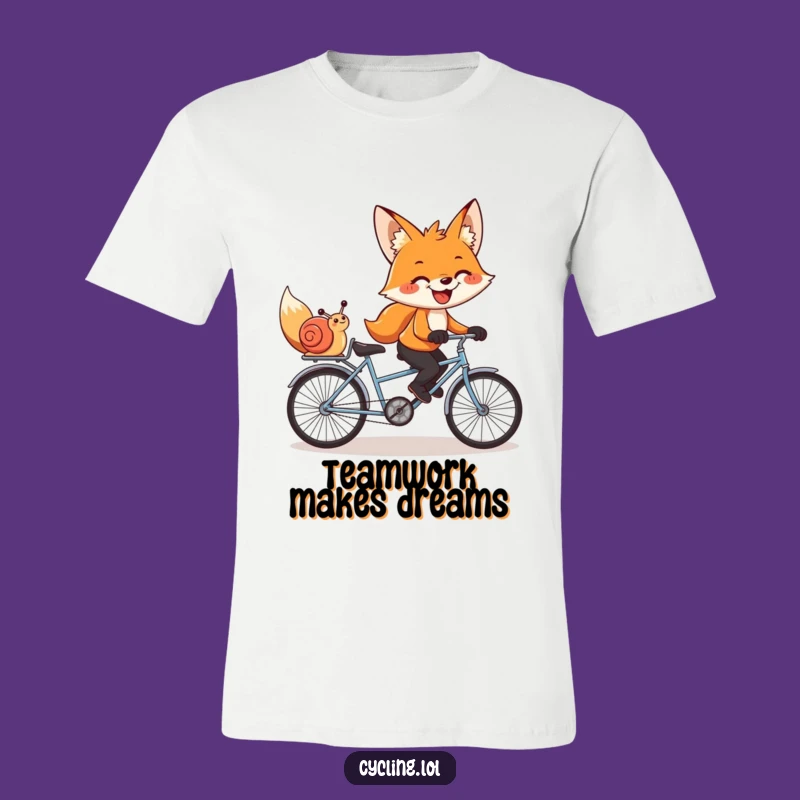 Funny Fox & Snail Tee: Tandem Bike Humor Shirt, Great Funny Gift