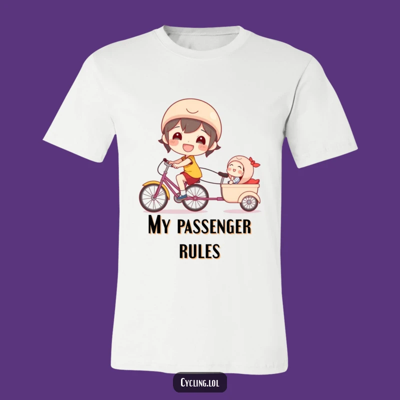 Funny Bicycle T-Shirt, Happy Driver, Laughing Passenger, Comical Ride Tee