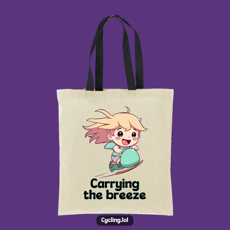 Funny Speed Tote Bag, Downhill Rider, Happy Smile, Whimsical Carry-All