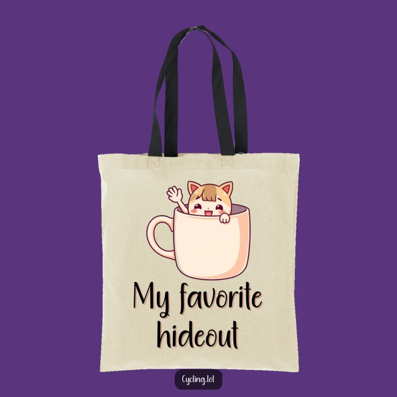Funny Giant Mug Peek Tote Bag: Carry Your Waving Friend, Coffee Companion, Perfect Tote Gift