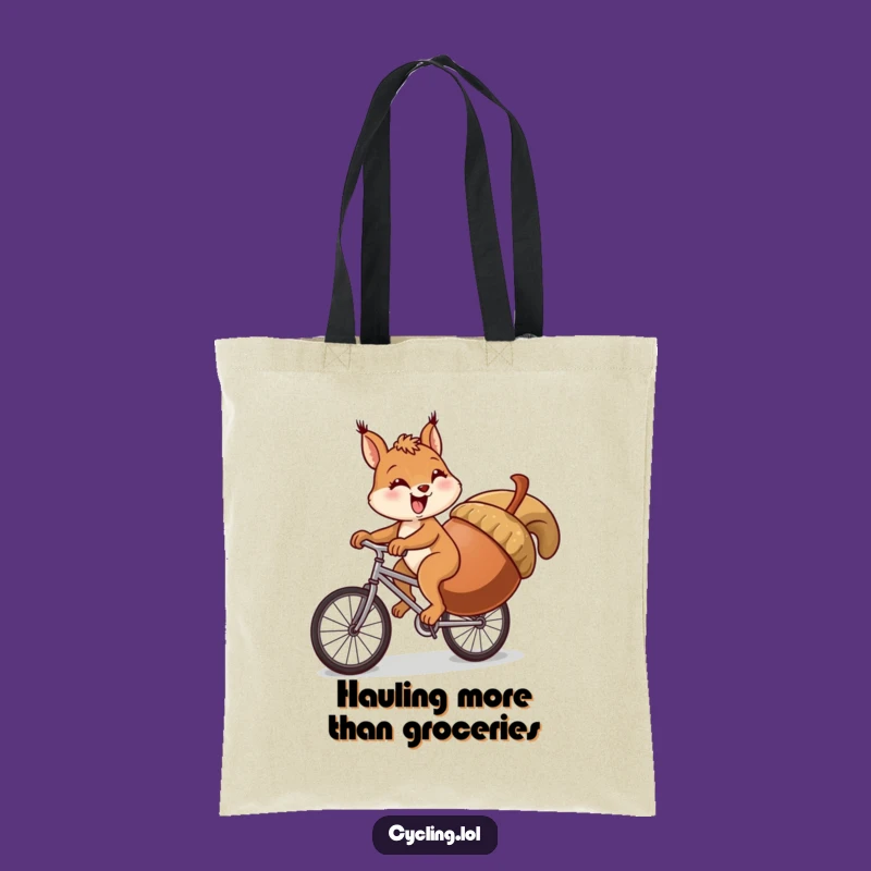 Funny Squirrel Uphill Bike Tote Bag - Comical Struggle Carryall Gift